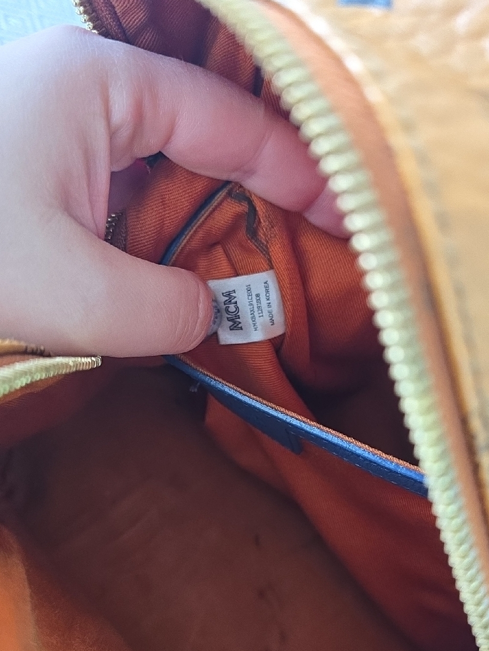 MCM Visetos Monogram Mini Stark Backpack Cognac Blue - Picture 8 of 16